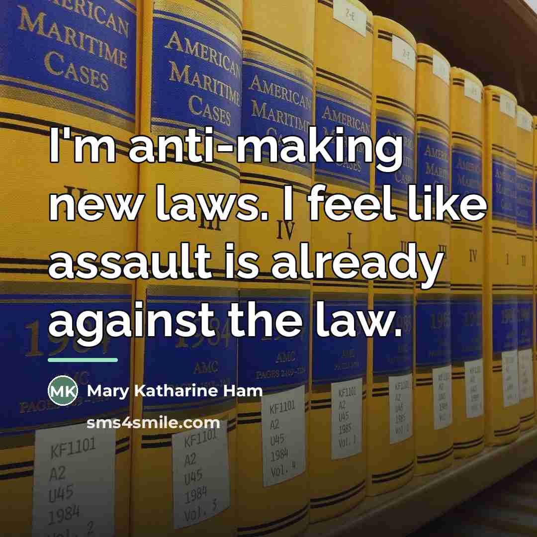 “I'm anti-making new laws. I feel like assault is already…” quote by Mary Katharine Ham
