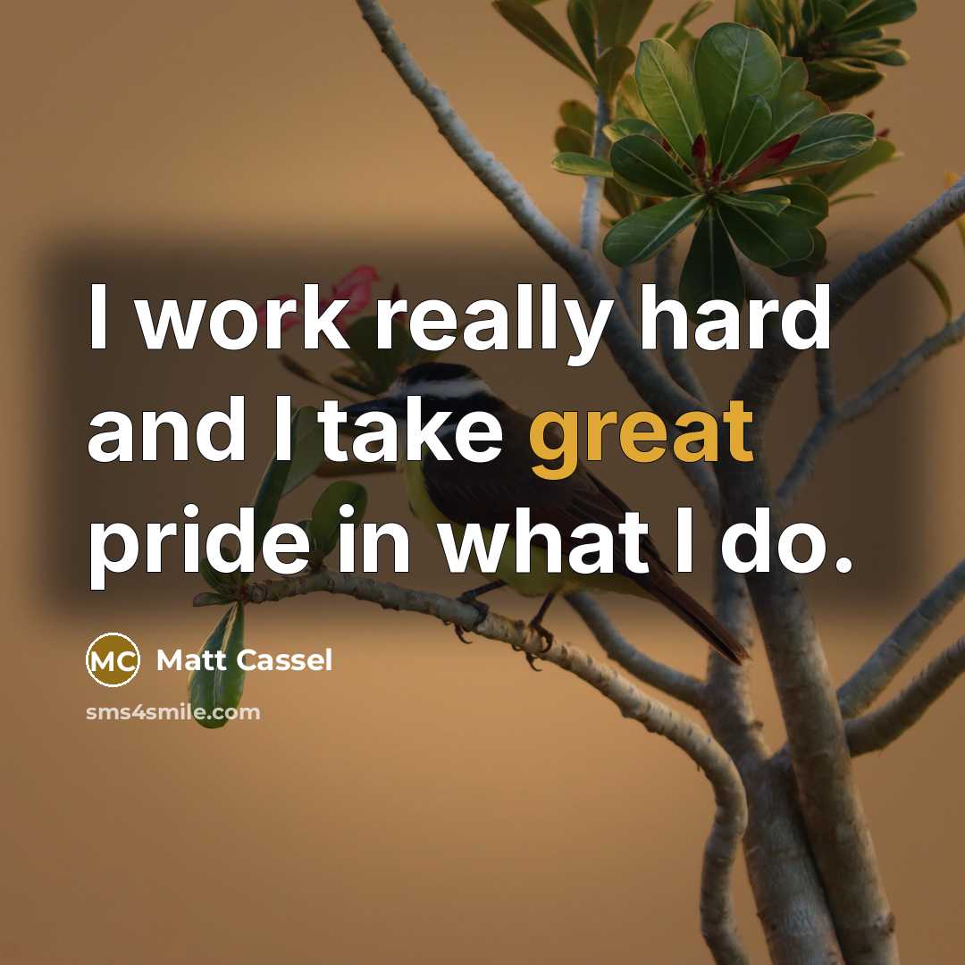 “I work really hard and I take great pride in…” quote by Matt Cassel
