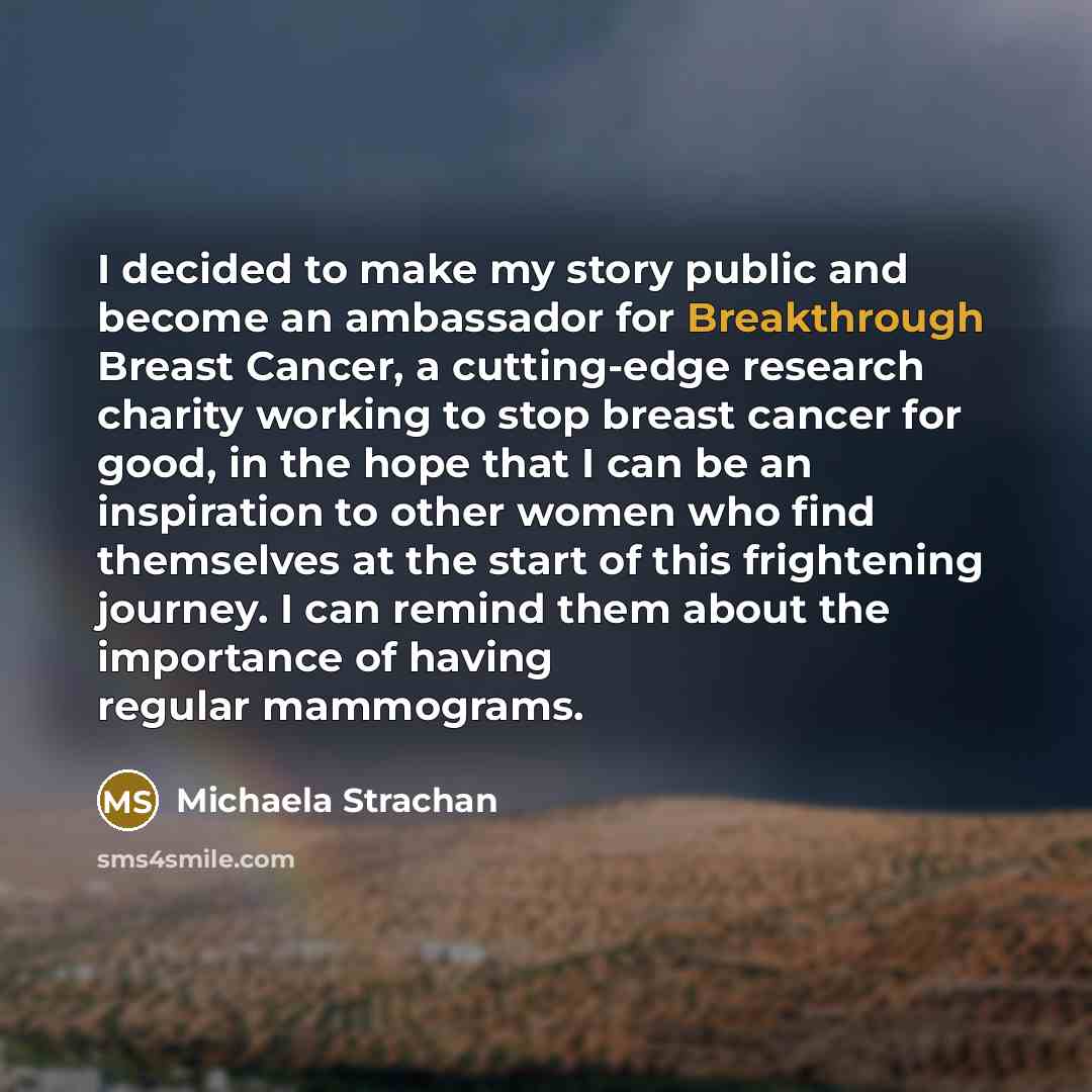“I decided to make my story public and become an…” quote by Michaela Strachan
