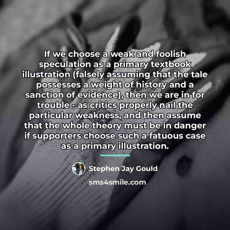 “If we choose a weak and foolish speculation as a…” quote by Stephen Jay Gould