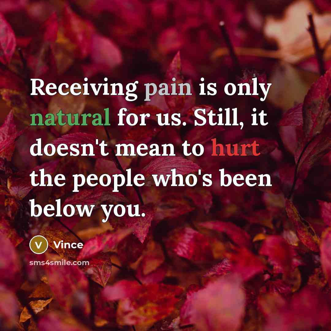 “Receiving pain is only natural for us. Still, it doesn't…” quote by Vince
