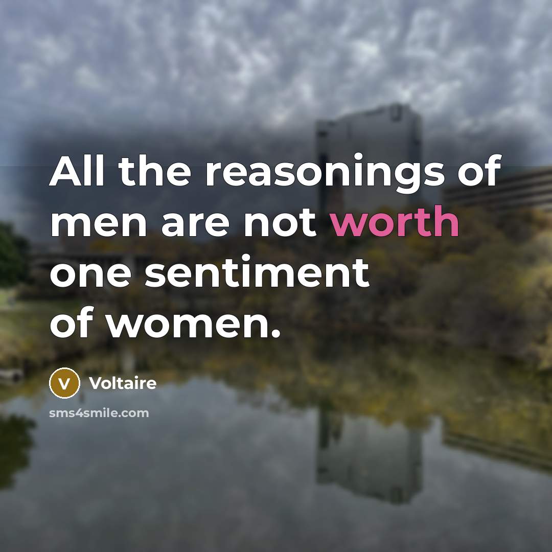 “All the reasonings of men are not worth one sentiment…” quote by Voltaire
