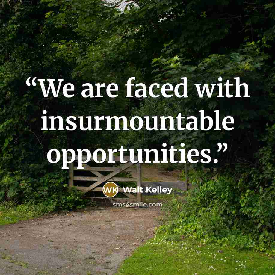 “We are faced with insurmountable opportunities.” quote by Walt Kelley