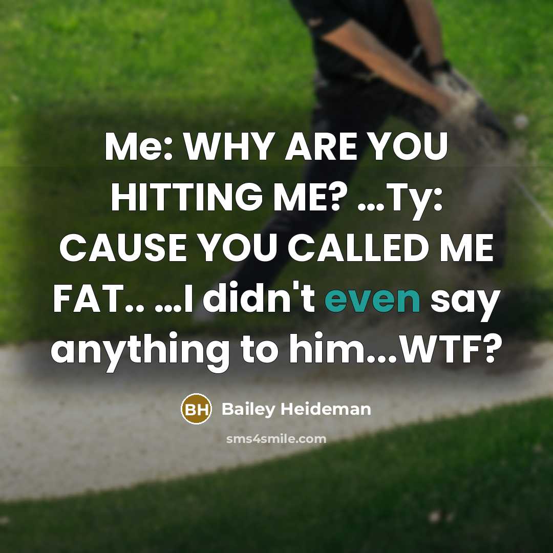 “Me: WHY ARE YOU HITTING ME? …Ty: CAUSE YOU CALLED ME FAT.. …I didn't even say anything to him...WTF?” quote by Bailey Heideman