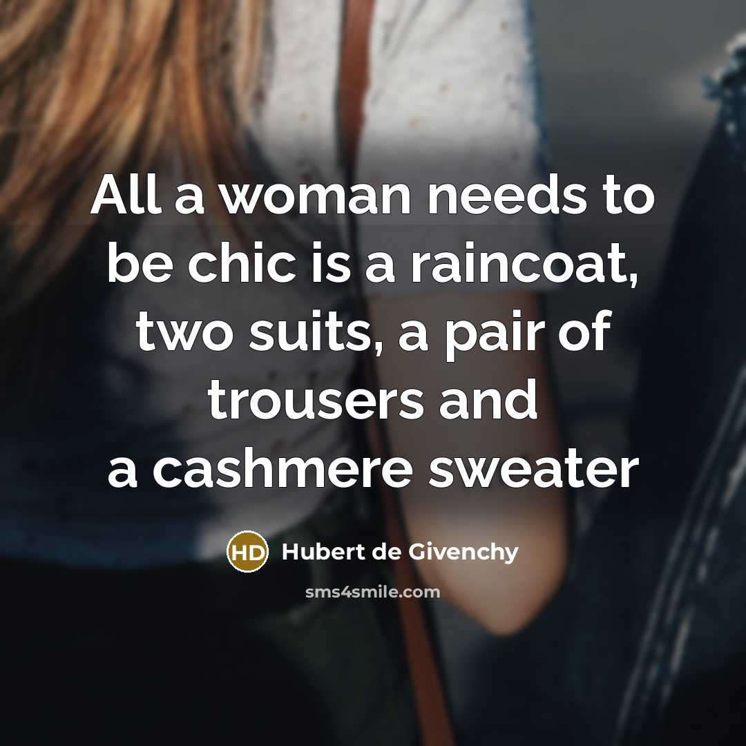 “All a woman needs to be chic is a raincoat,…” quote by Hubert de Givenchy