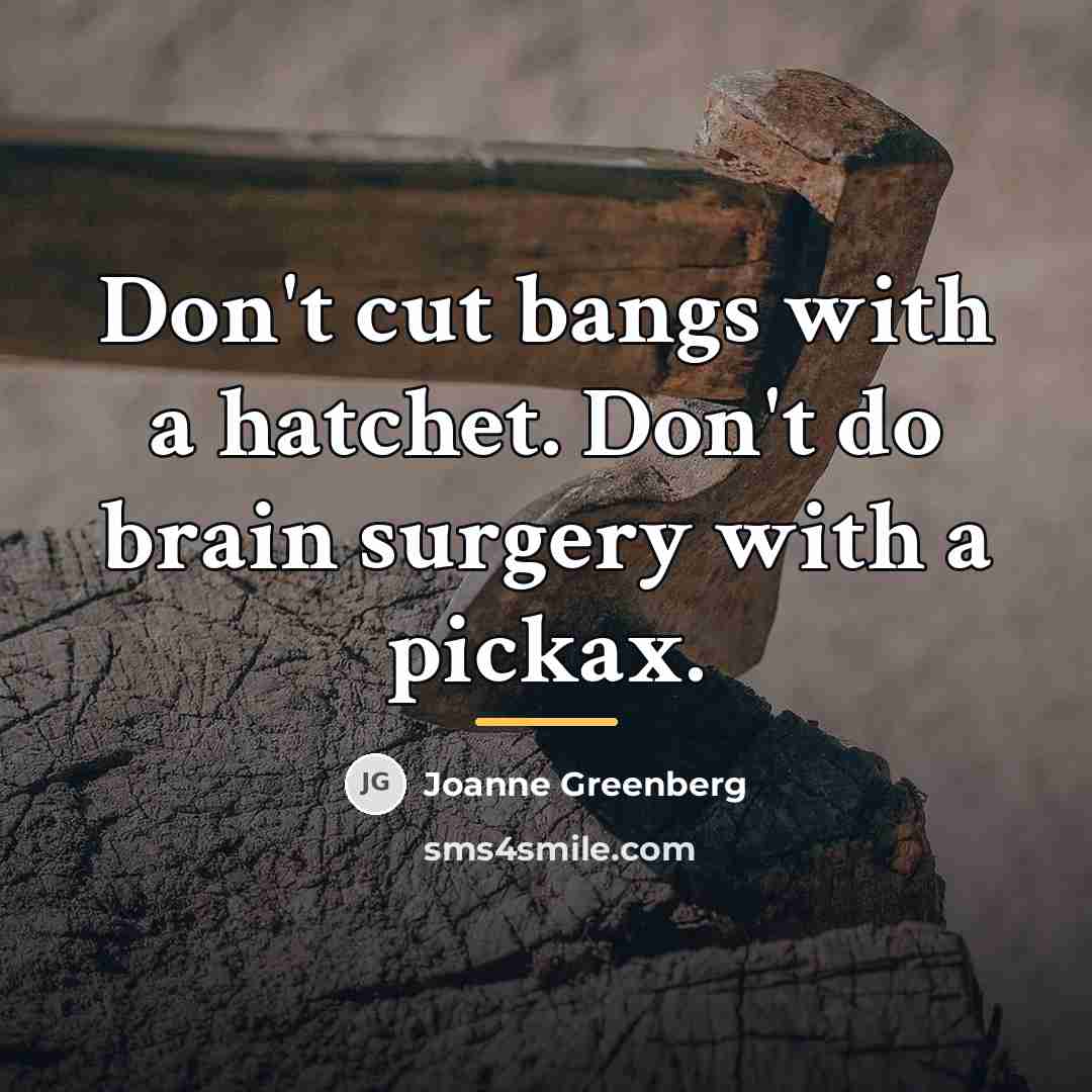 “Don't cut bangs with a hatchet. Don't do brain surgery…” quote by Joanne Greenberg