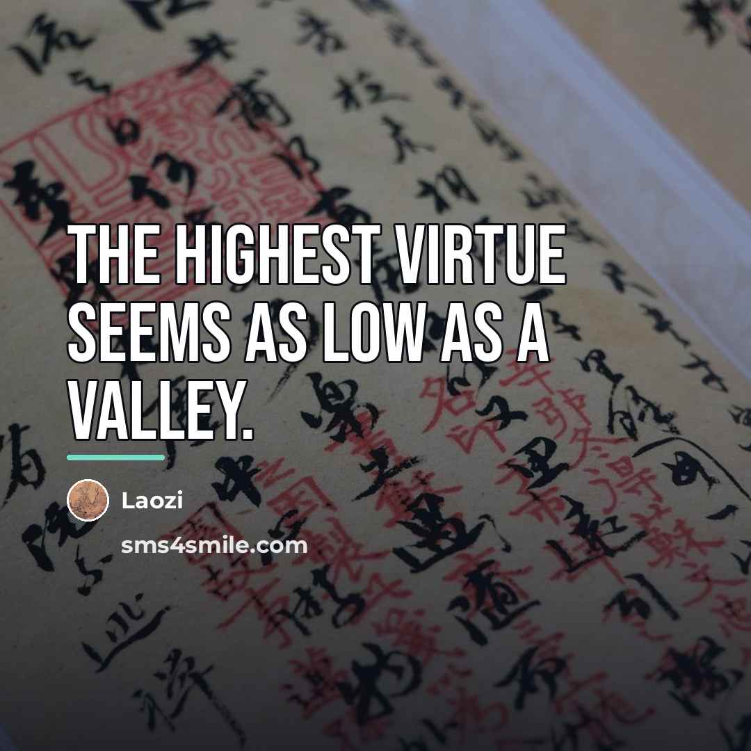 “The highest virtue seems as low as a valley.…” quote by Laozi