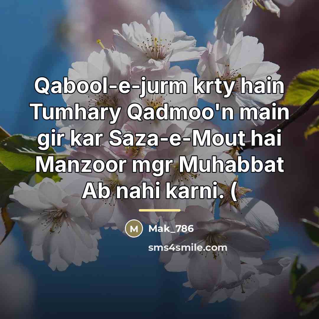 “Qabool-e-jurm krty hain Tumhary Qadmoo'n main gir kar Saza-e-Mout hai…” quote by Mak_786