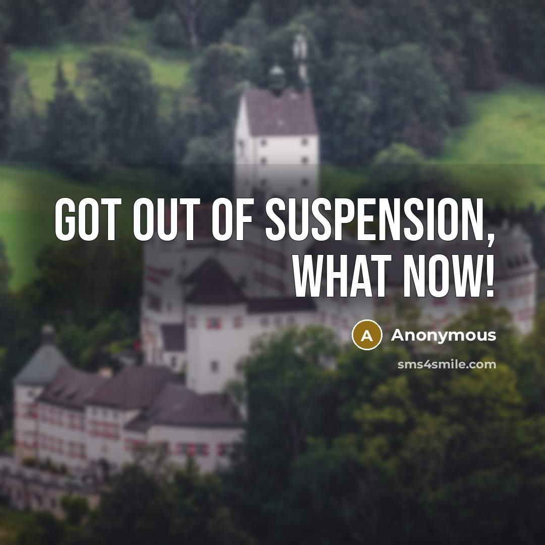 “Got out of Suspension, WHAT NOW!” quote by Anonymous