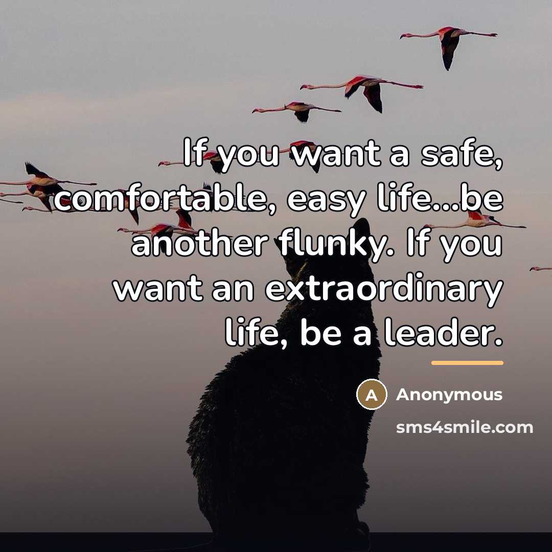 “If you want a safe, comfortable, easy life...be another flunky.…” quote by Anonymous