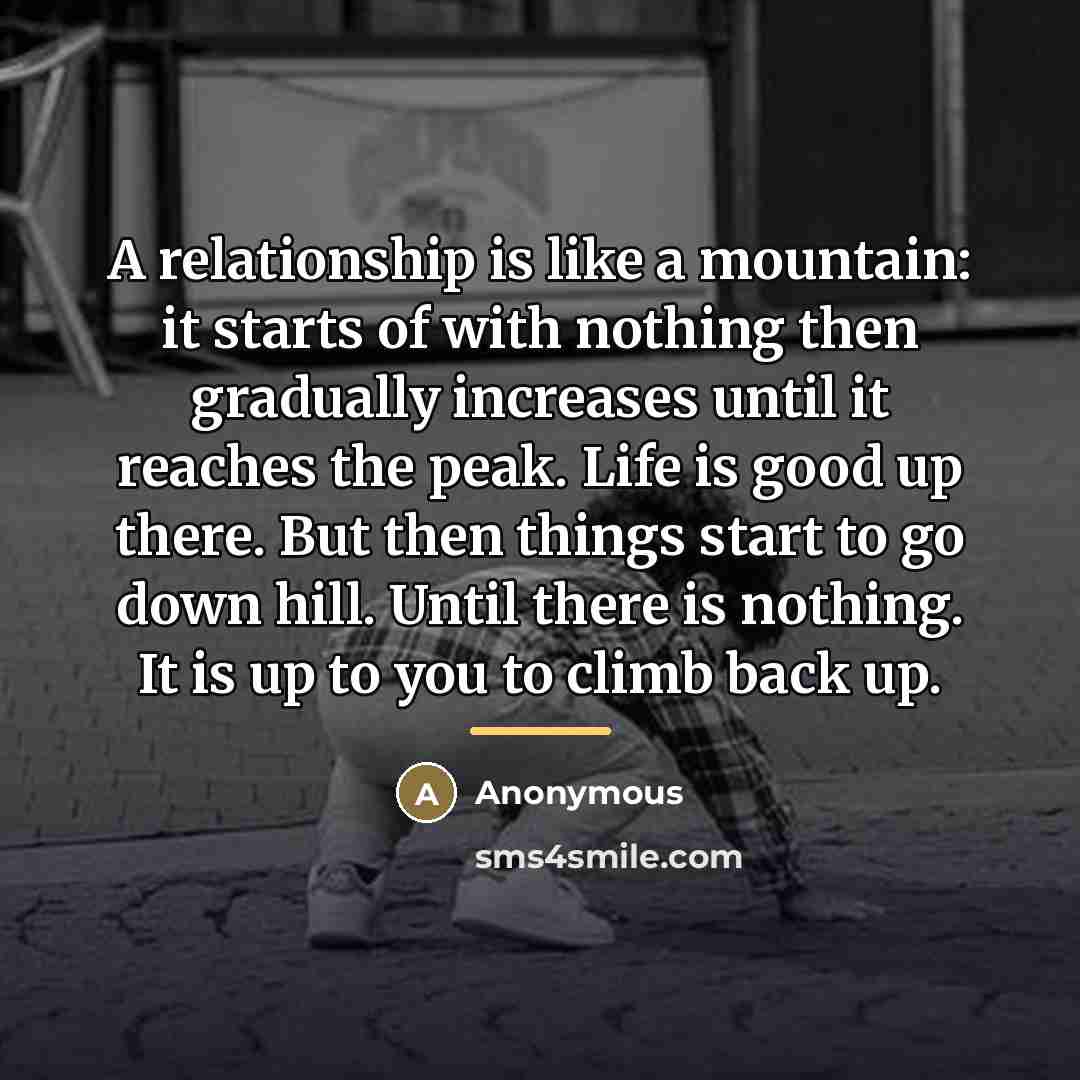 “A relationship is like a mountain: it starts of with…” quote by Anonymous