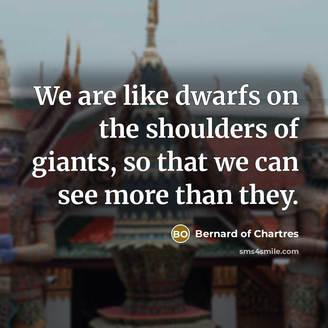 “We are like dwarfs on the shoulders of giants, so…” quote by Bernard of Chartres