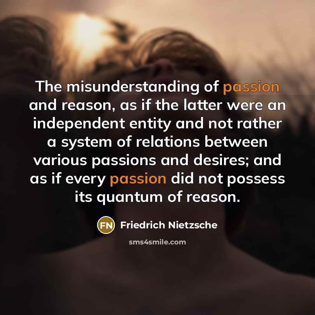 “The misunderstanding of passion and reason, as if the latter…” quote by Friedrich Nietzsche