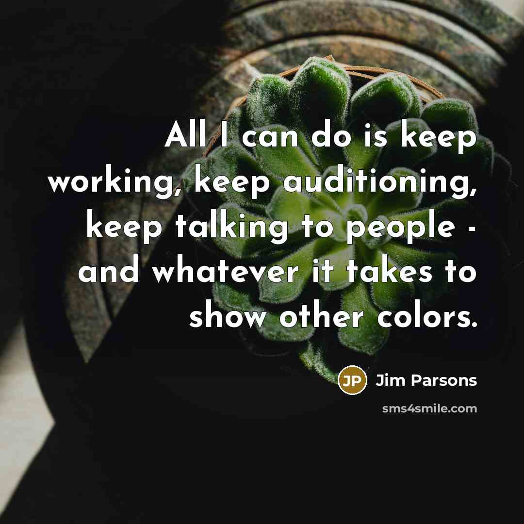 “All I can do is keep working, keep auditioning, keep…” quote by Jim Parsons