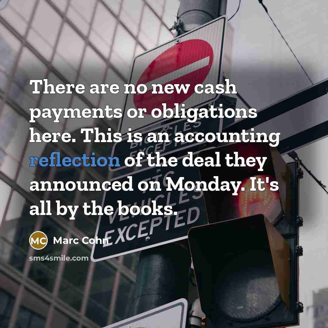 “There are no new cash payments or obligations here. This…” quote by Marc Cohn