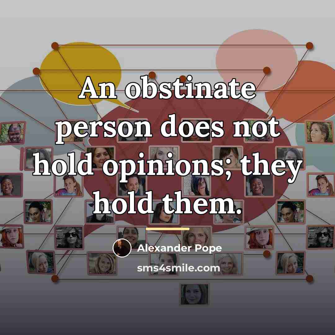 “An obstinate person does not hold opinions; they hold them.…” quote by Alexander Pope