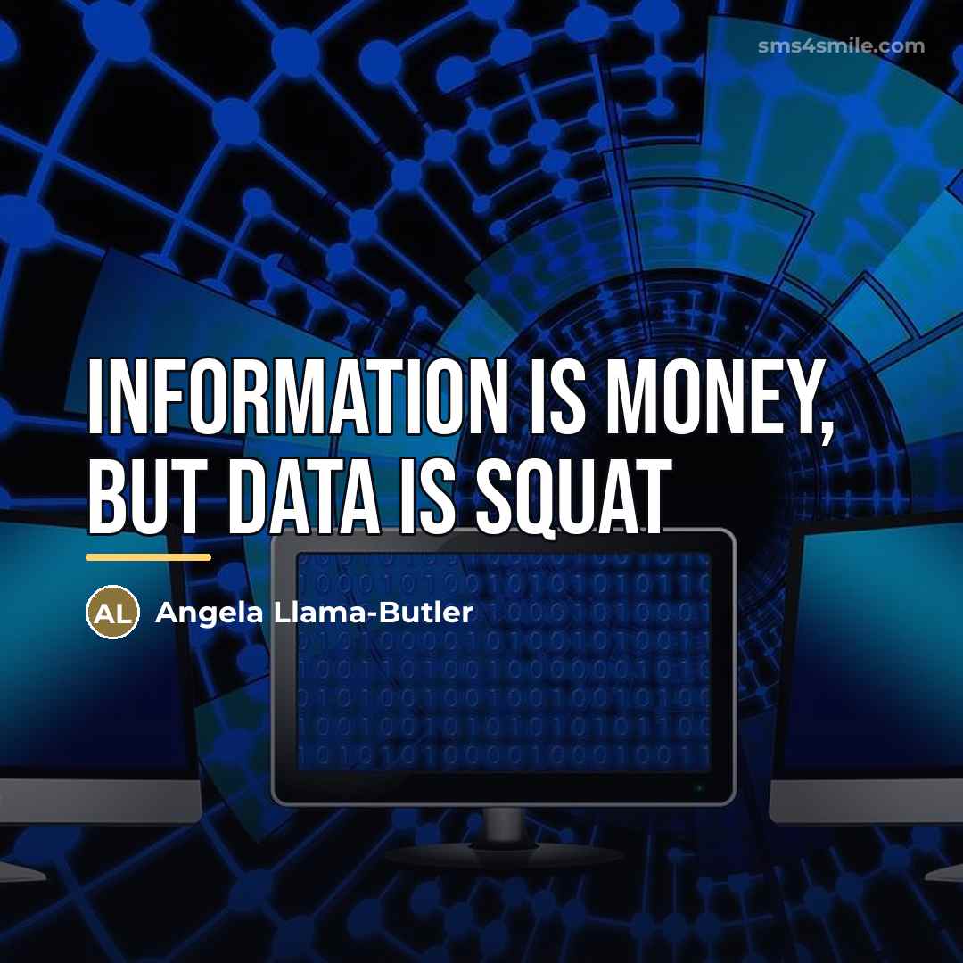 “Information is money, but data is squat…” quote by Angela Llama-Butler