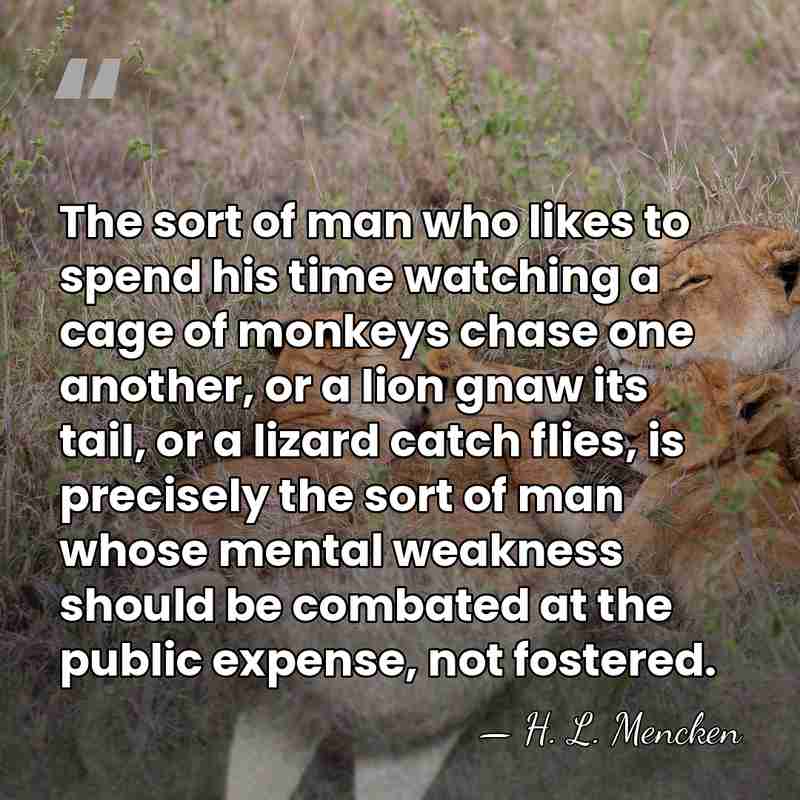 The sort of man who likes to spend his time watching a&hellip; - H. L. Mencken