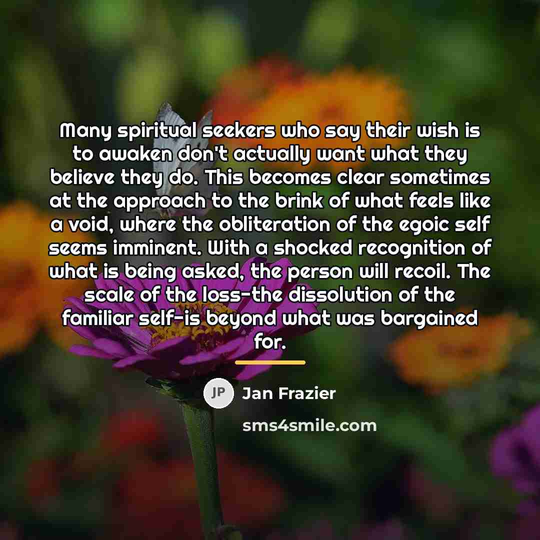 “Many spiritual seekers who say their wish is to awaken…” quote by Jan Frazier