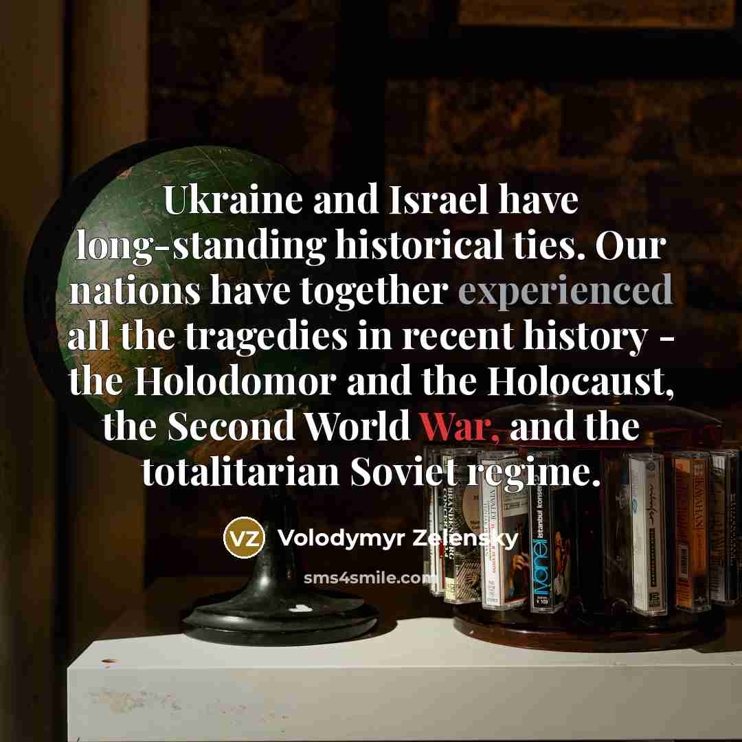 “Ukraine and Israel have long-standing historical ties. Our nations have…” quote by Volodymyr Zelensky