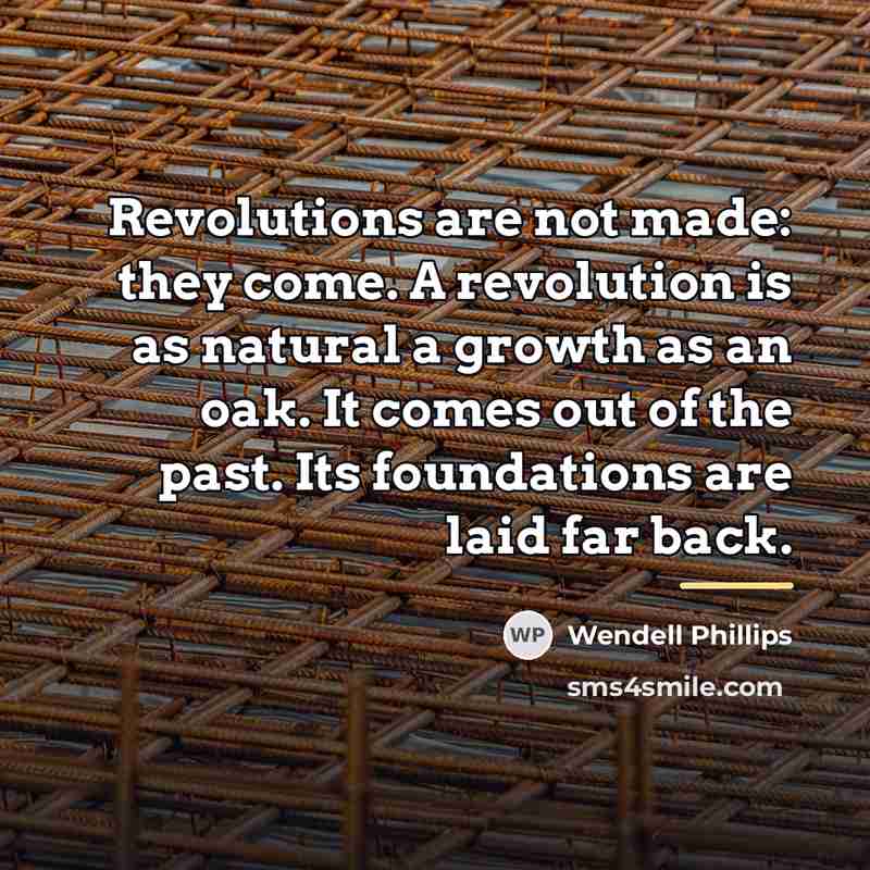 “Revolutions are not made: they come. A revolution is as…” quote by Wendell Phillips
