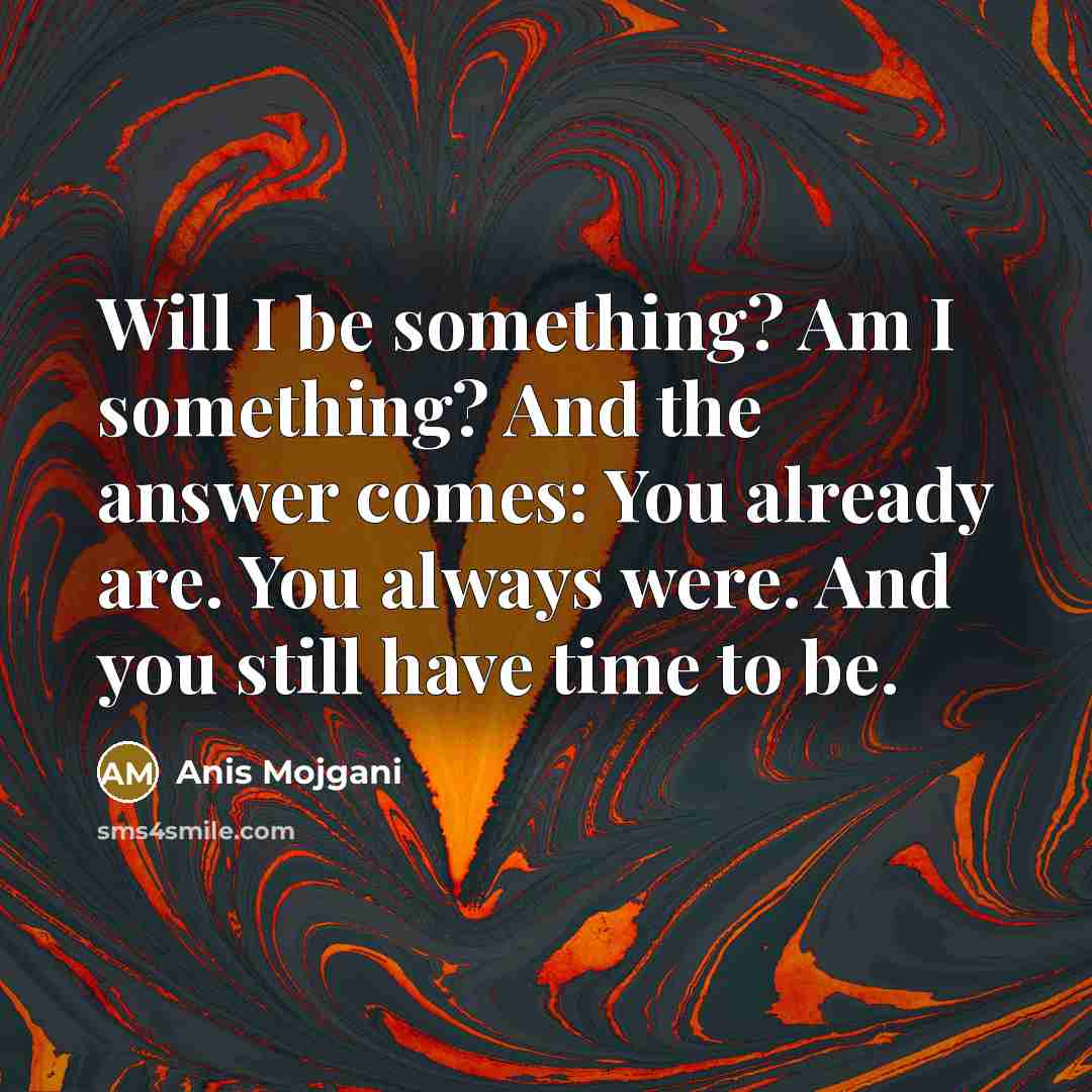“Will I be something? Am I something? And the answer…” quote by Anis Mojgani