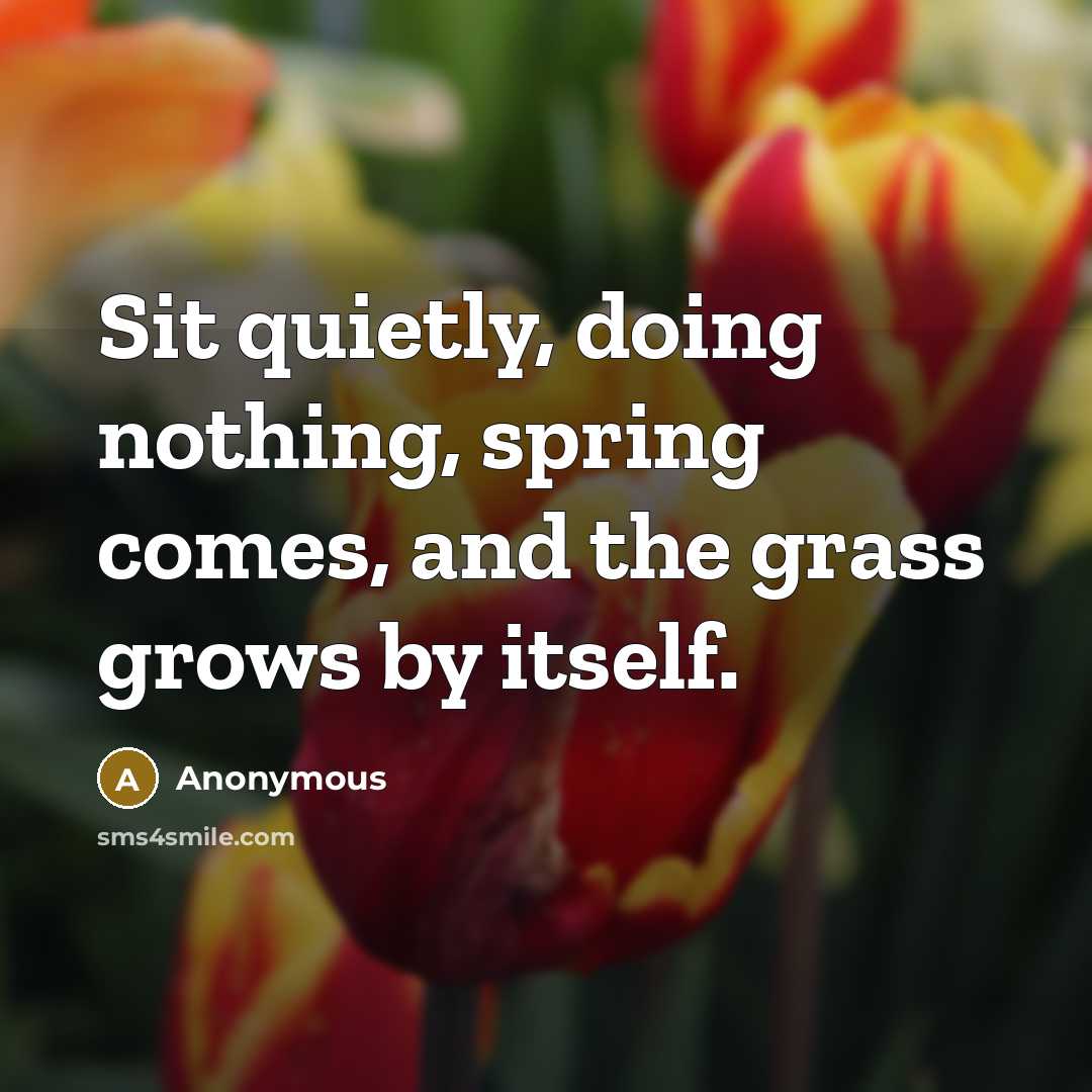 “Sit quietly, doing nothing, spring comes, and the grass grows by itself.” quote by Anonymous