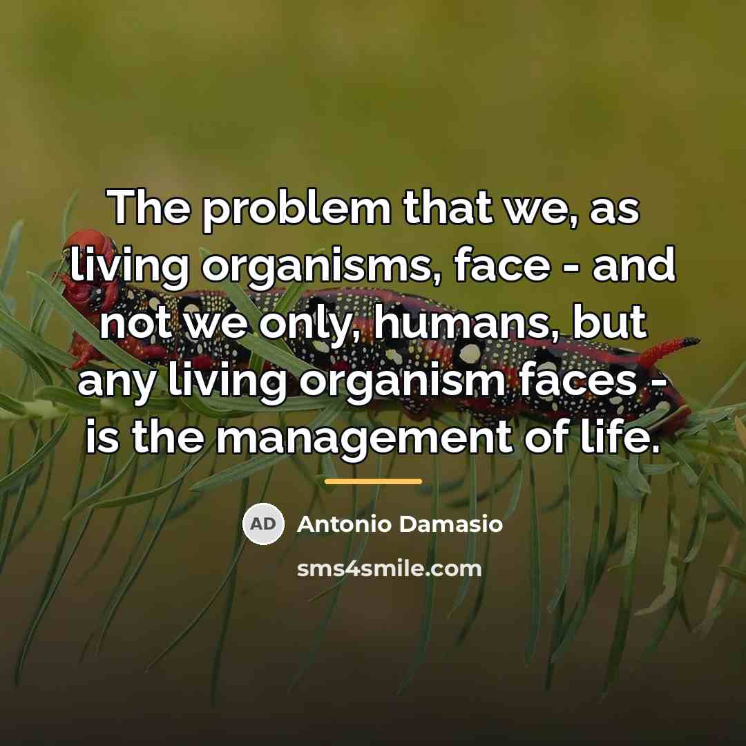 “The problem that we, as living organisms, face - and…” quote by Antonio Damasio