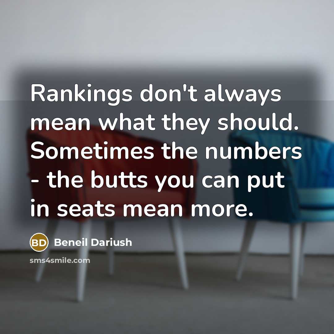 “Rankings don't always mean what they should. Sometimes the numbers…” quote by Beneil Dariush