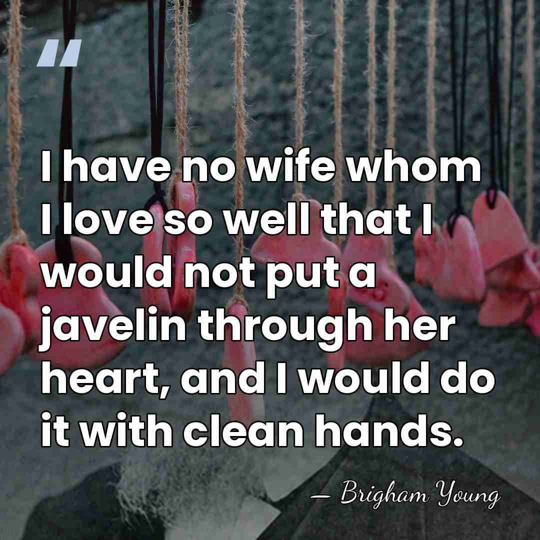 I have no wife whom I love so well that I would&hellip; - Brigham Young