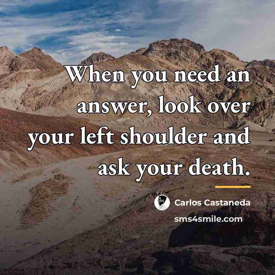 “When you need an answer, look over your left shoulder…” quote by Carlos Castaneda