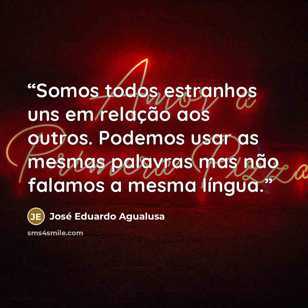 “Somos todos estranhos uns em relação aos outros. Podemos usar as mesmas palavras mas não falamos a mesma língua.” quote by José Eduardo Agualusa