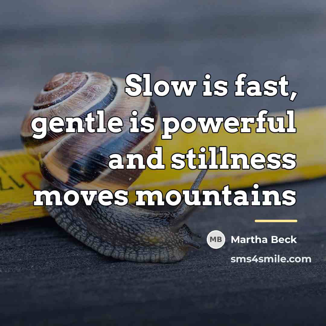 “Slow is fast, gentle is powerful and stillness moves mountains…” quote by Martha Beck