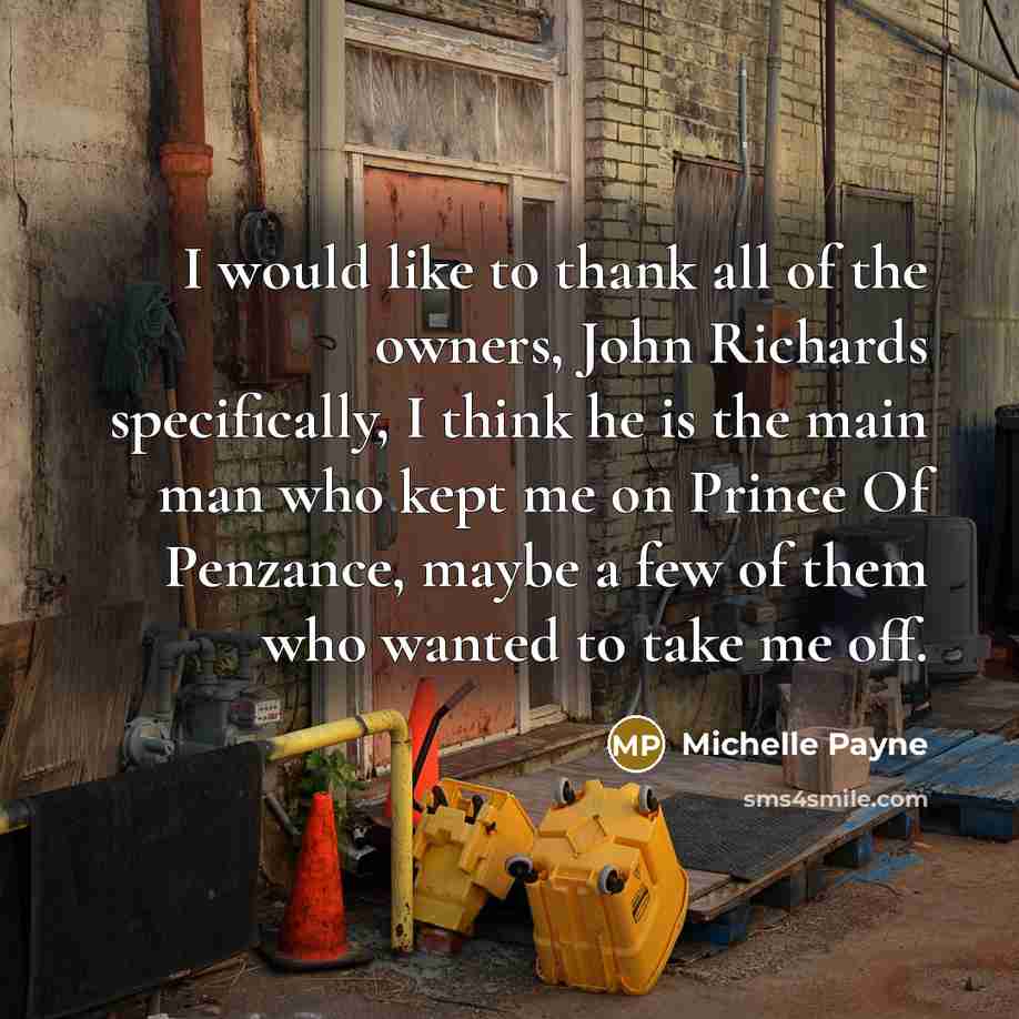 “I would like to thank all of the owners, John…” quote by Michelle Payne