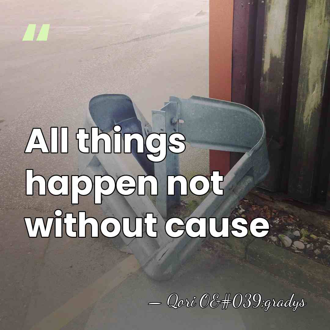 All things happen not without cause - Qori O'gradys