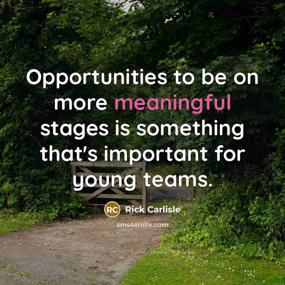 “Opportunities to be on more meaningful stages is something that's…” quote by Rick Carlisle