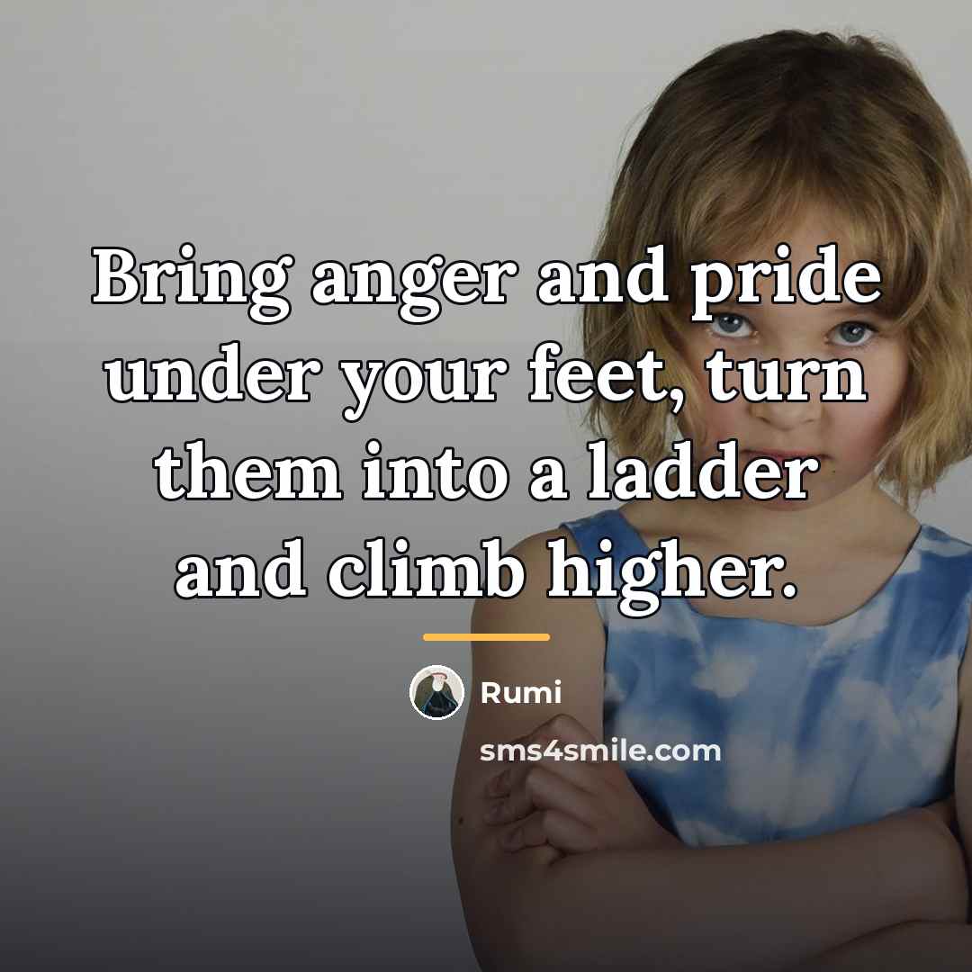 “Bring anger and pride under your feet, turn them into…” quote by Rumi