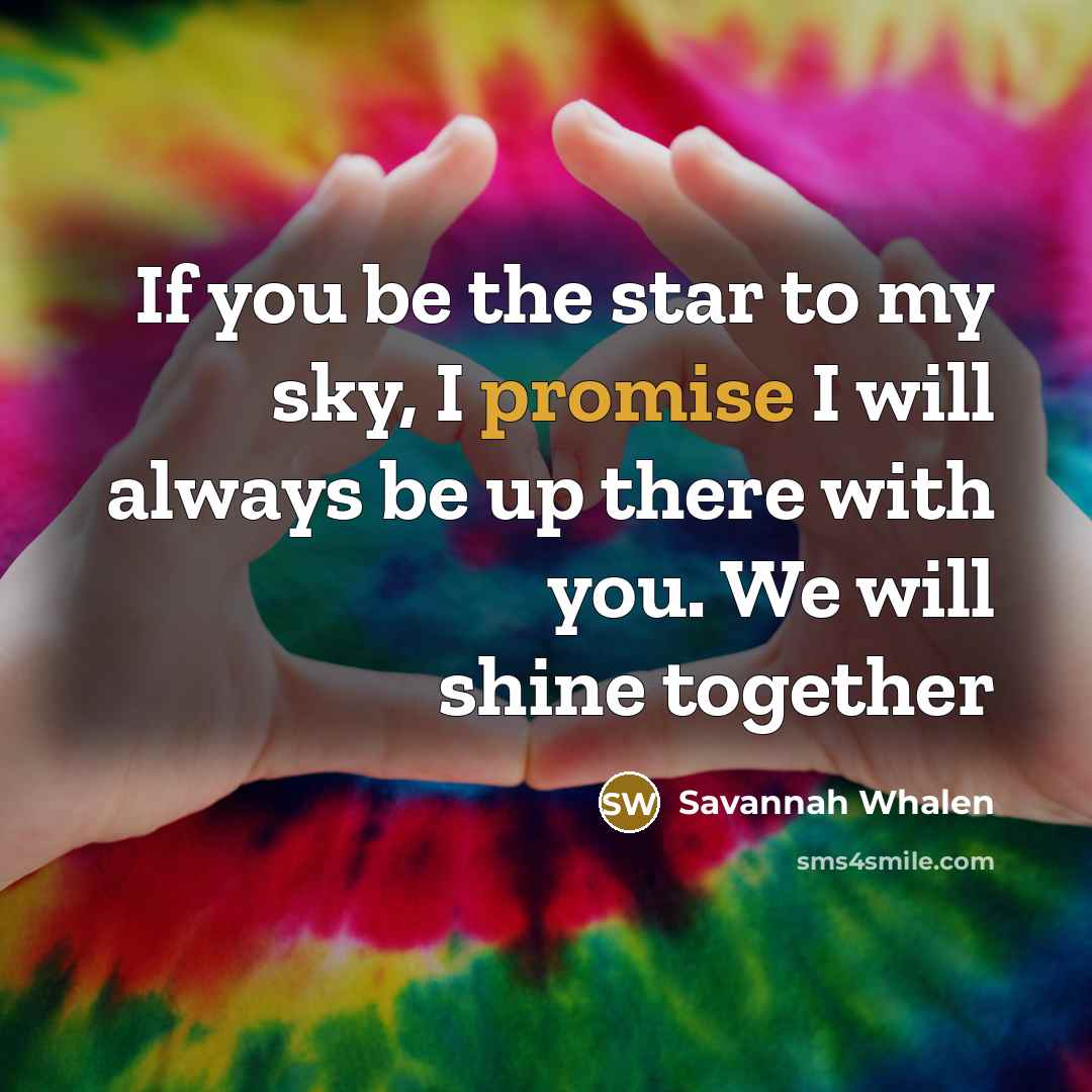 “If you be the star to my sky, I promise…” quote by Savannah Whalen