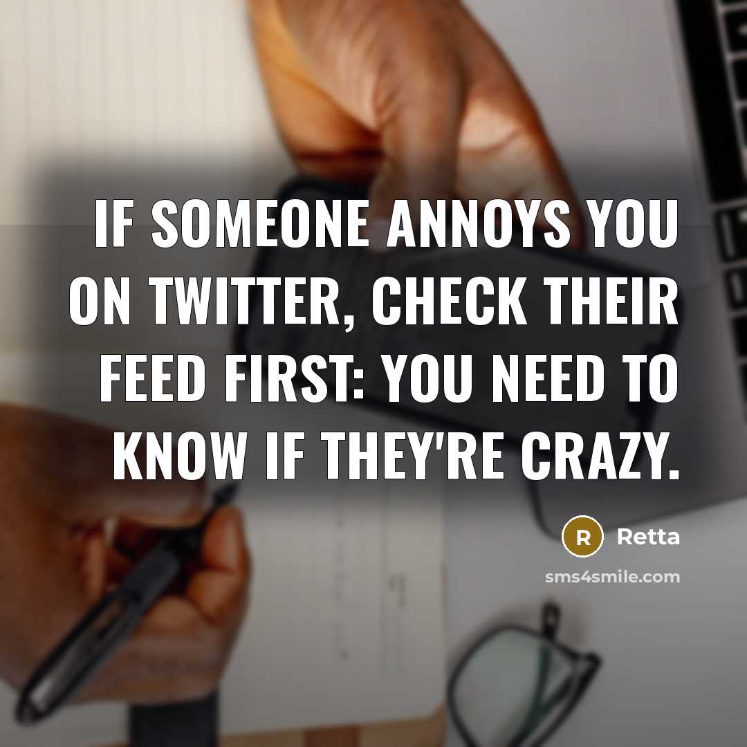 “If someone annoys you on Twitter, check their feed first: you need to know if they're crazy.” quote by Retta