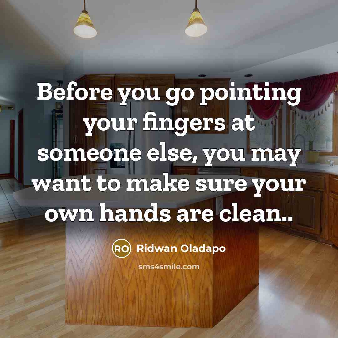 “Before you go pointing your fingers at someone else, you…” quote by Ridwan Oladapo