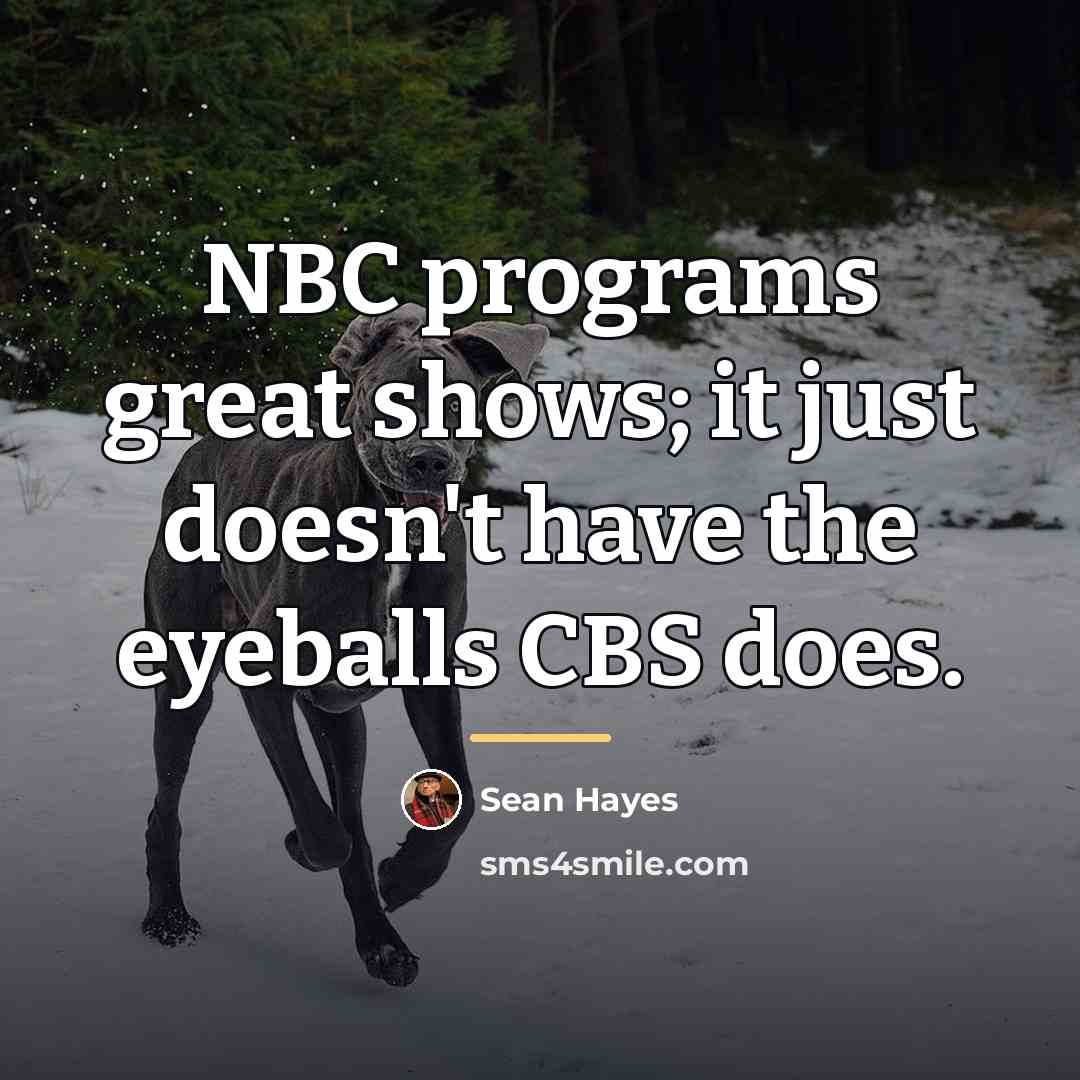 “NBC programs great shows; it just doesn't have the eyeballs…” quote by Sean Hayes