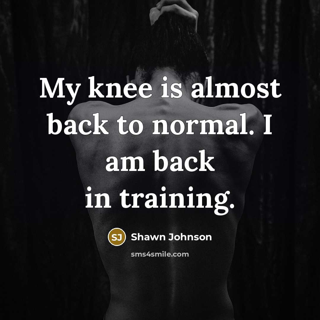 “My knee is almost back to normal. I am back…” quote by Shawn Johnson