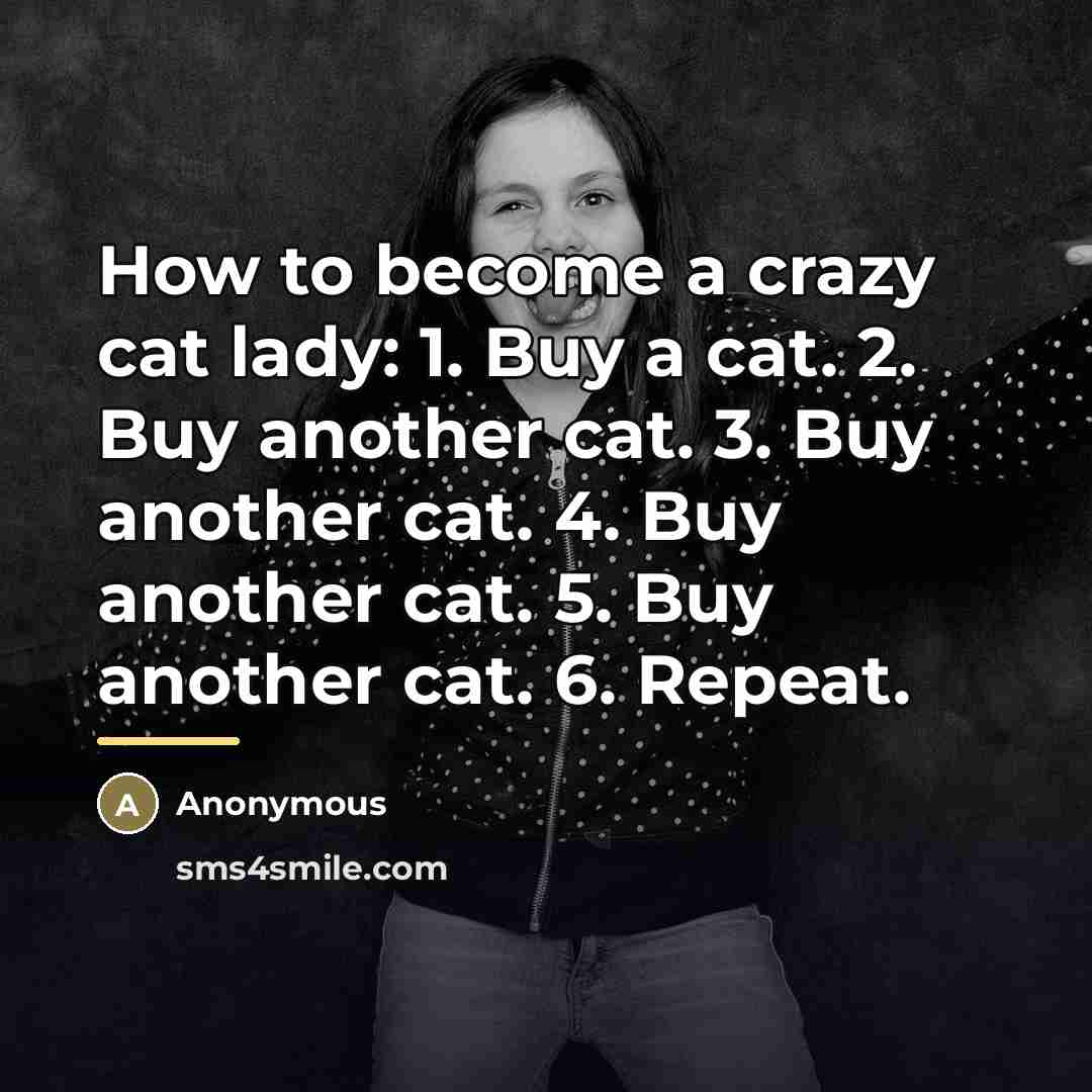 “How to become a crazy cat lady: 1. Buy a…” quote by Anonymous