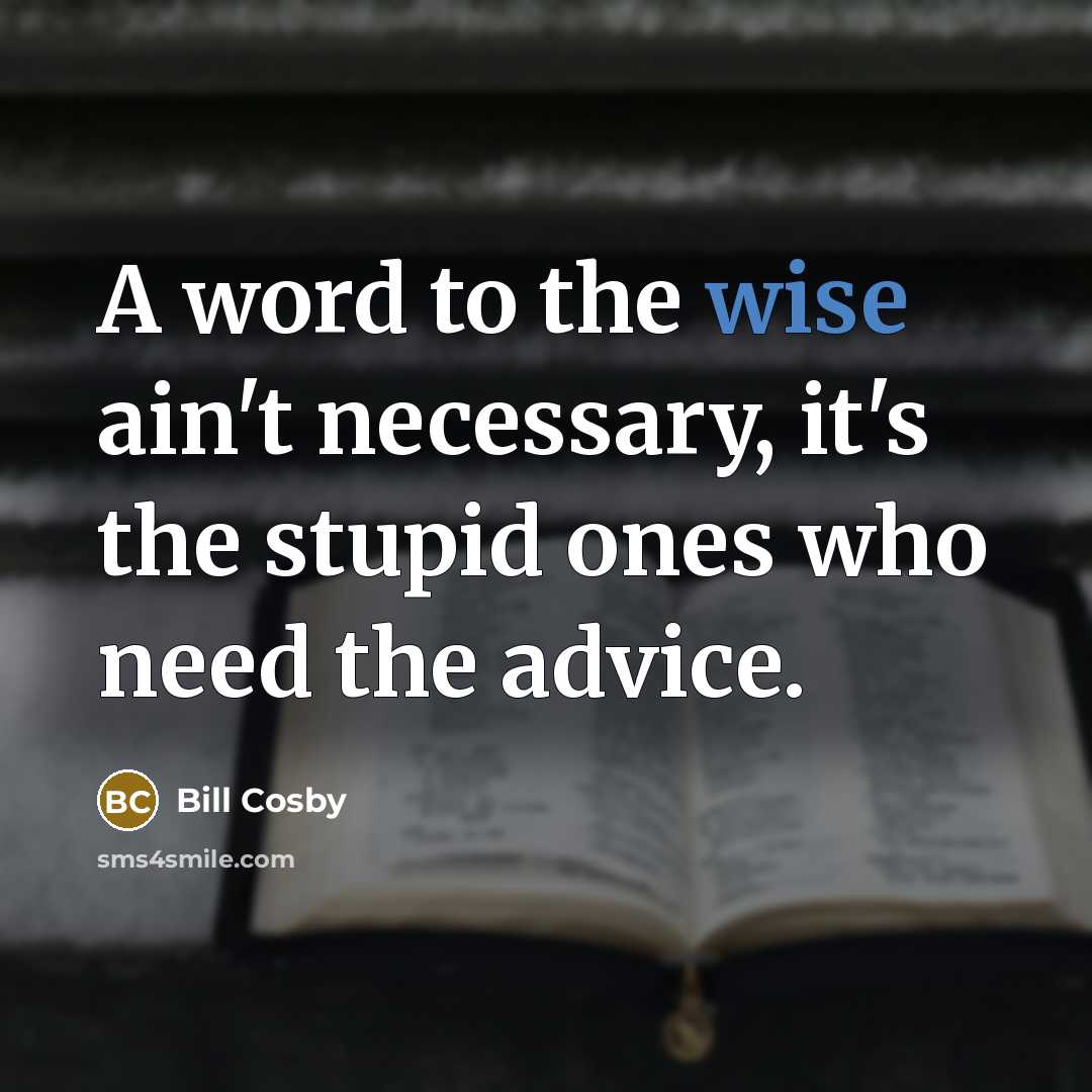 “A word to the wise ain't necessary, it's the stupid…” quote by Bill Cosby