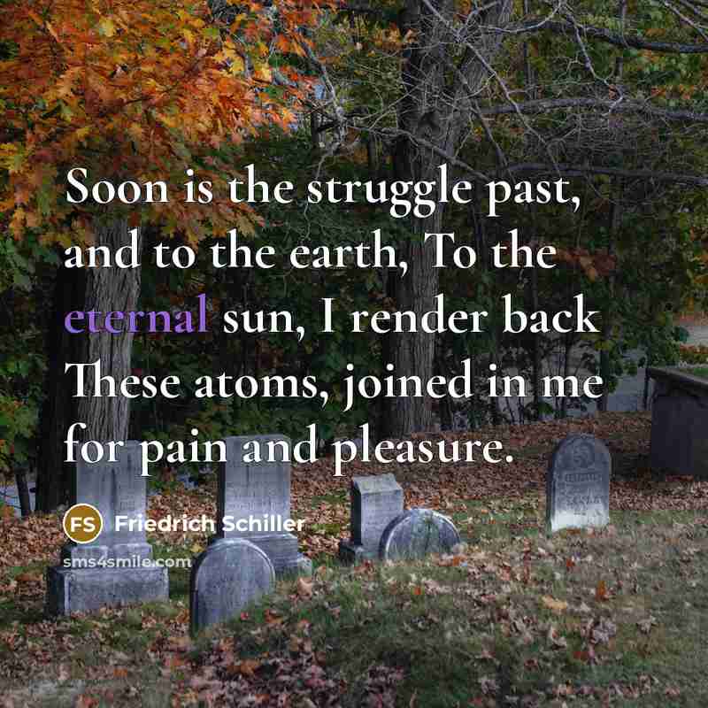 “Soon is the struggle past, and to the earth, To…” quote by Friedrich Schiller