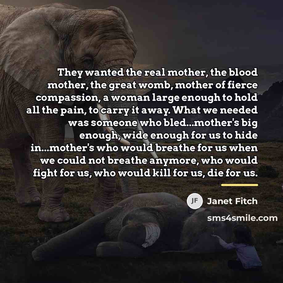 “They wanted the real mother, the blood mother, the great…” quote by Janet Fitch
