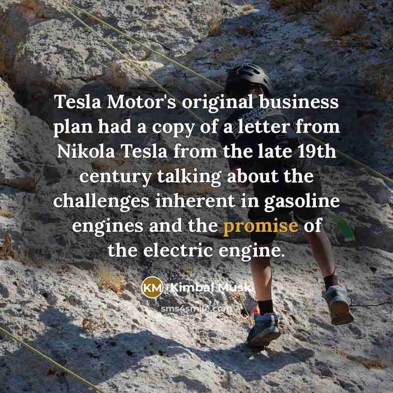 “Tesla Motor's original business plan had a copy of a…” quote by Kimbal Musk