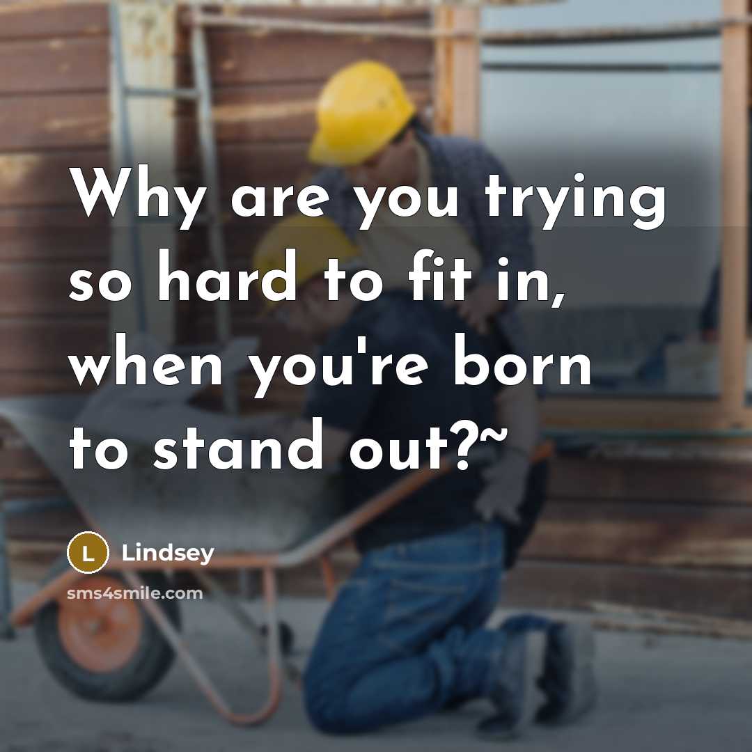 “Why are you trying so hard to fit in, when you're born to stand out?~” quote by Lindsey