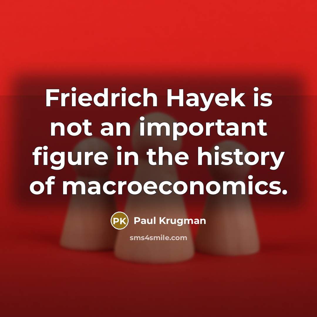 “Friedrich Hayek is not an important figure in the history of macroeconomics.” quote by Paul Krugman