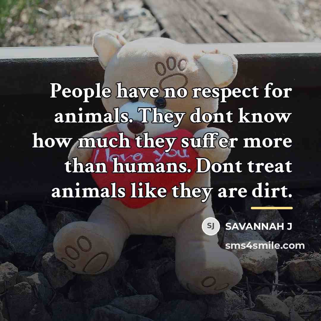 “People have no respect for animals. They dont know how…” quote by Savannah J